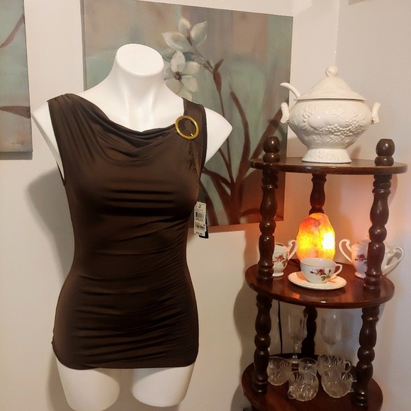 NWT BCX brown dressy formal blouse - Picture 1 of 4